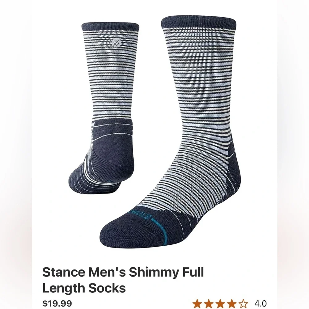 Stance Men's Shimmy Full Length Socks, men’s size 9-13